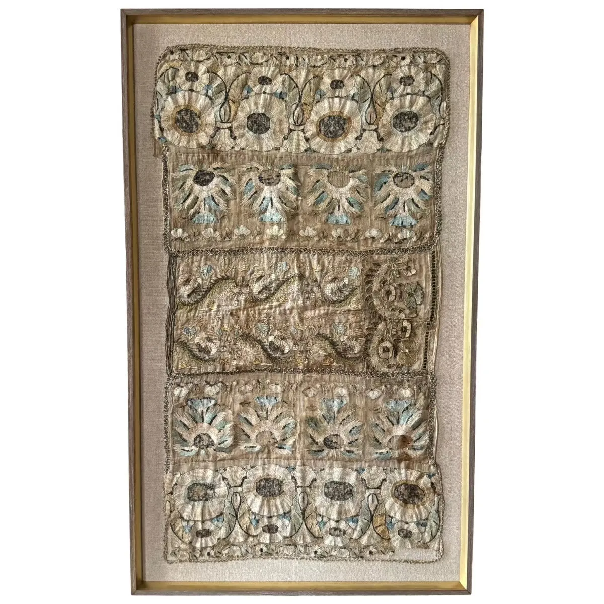 Framed 18th Century Muslin Hand Embroidered Ottoman Towels (430423)
