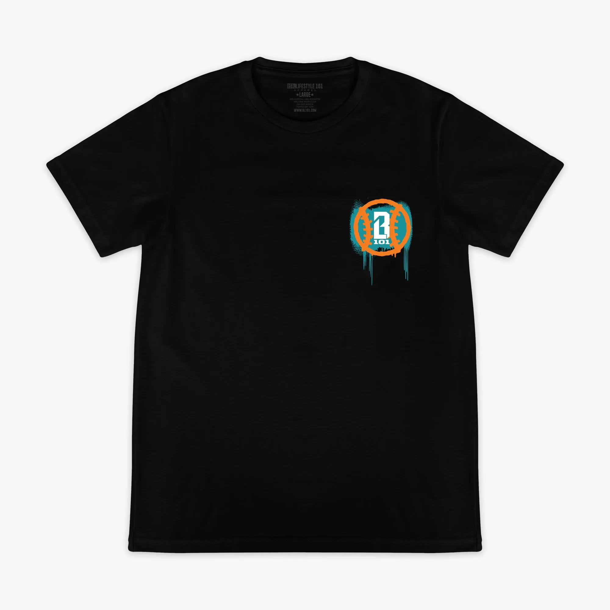 Graffiti Tee - Aqua/Orange