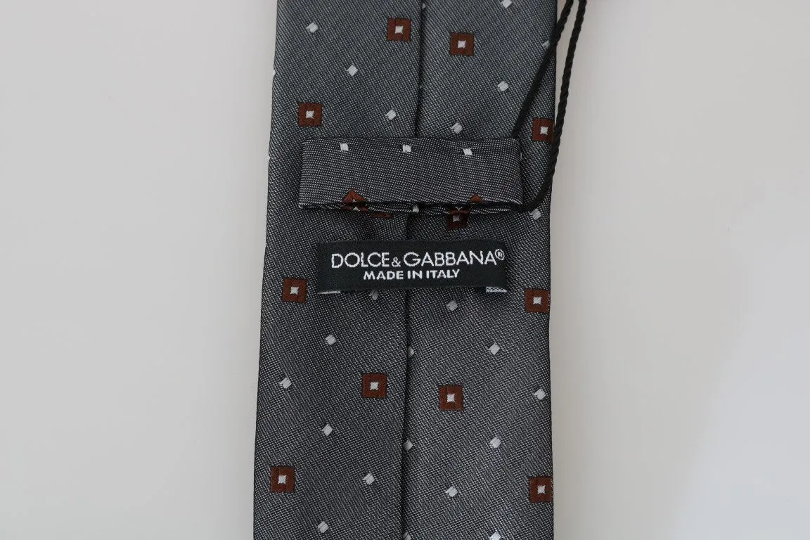 Gray Silk Patterned Classic Tie