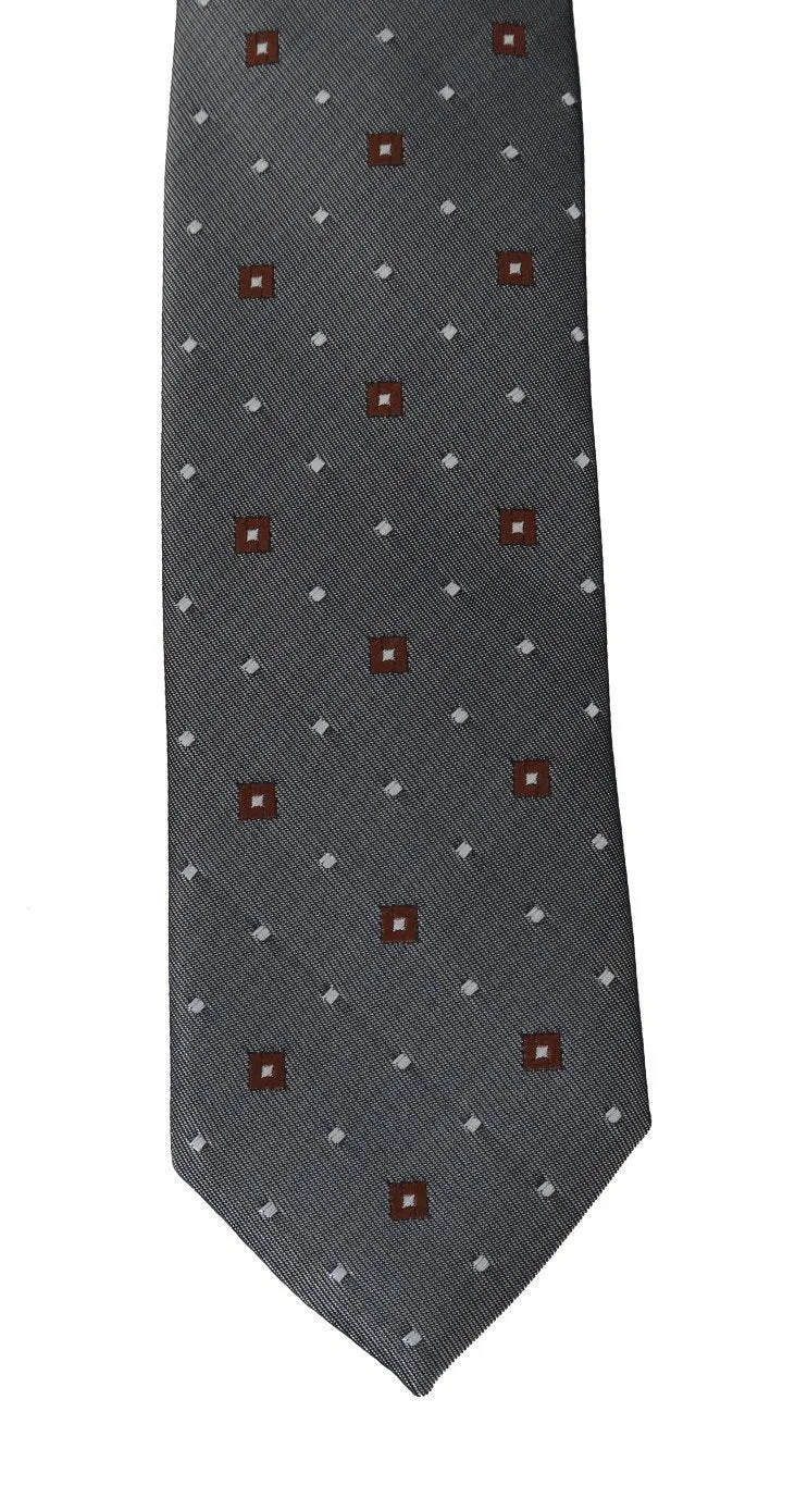 Gray Silk Patterned Classic Tie