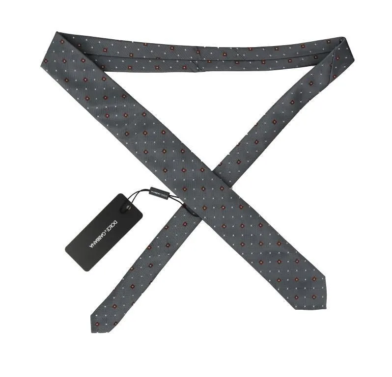Gray Silk Patterned Classic Tie