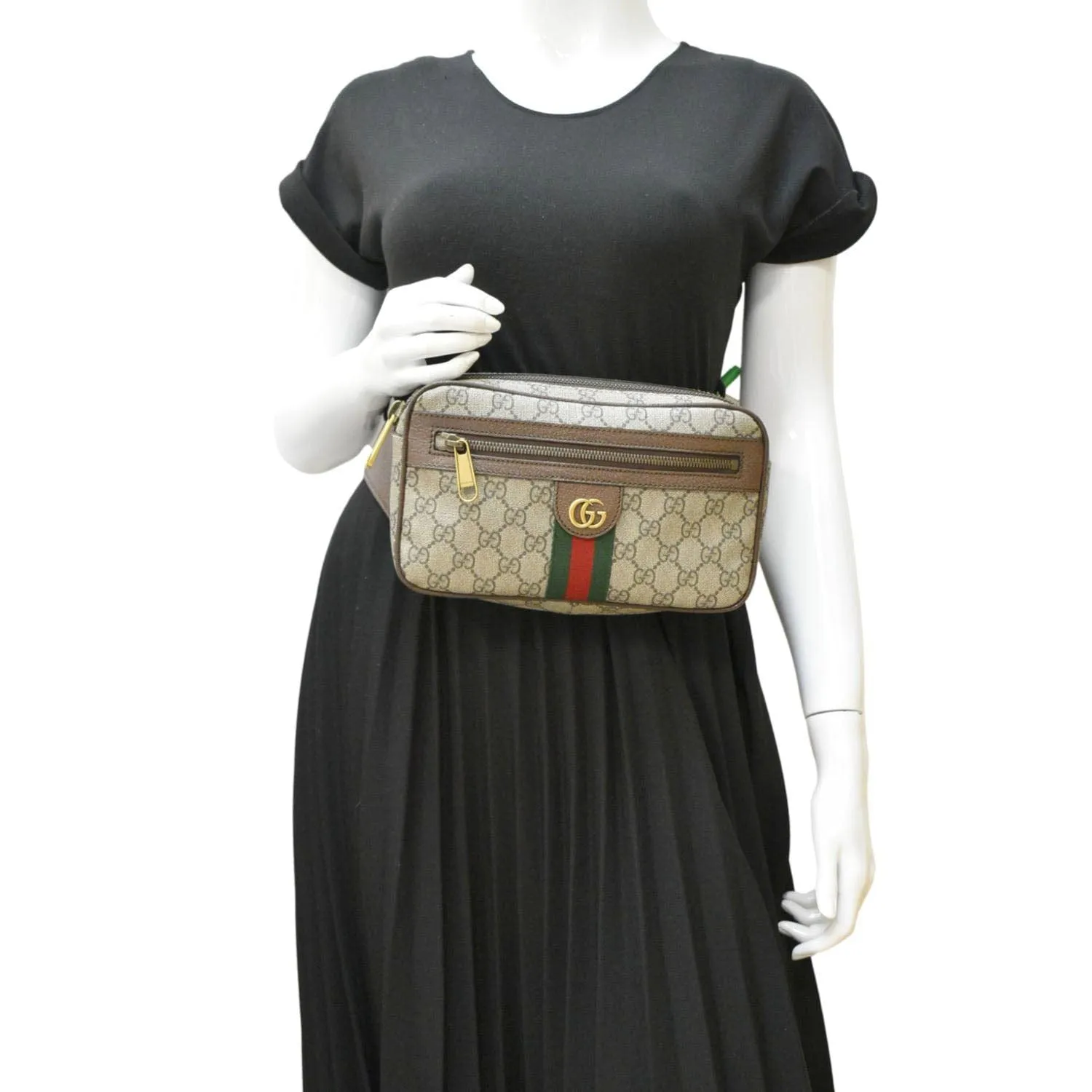 GUCCI Ophidia GG Supreme Canvas Belt Bag Beige 574796