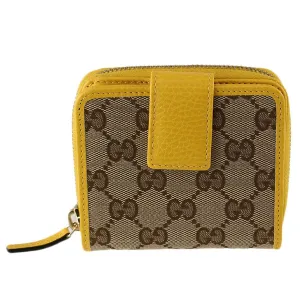 Gucci Original GG Canvas French Wallet in Beige and Buttercup Yellow