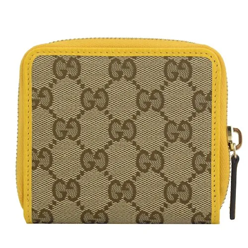 Gucci Original GG Canvas French Wallet in Beige and Buttercup Yellow