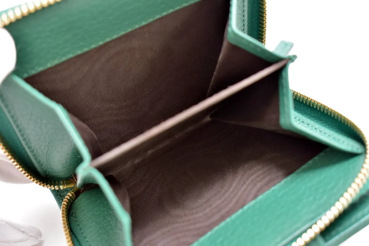 Gucci Original GG Canvas French Wallet in Beige and Emerald Green