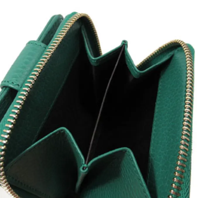 Gucci Original GG Canvas French Wallet in Beige and Emerald Green