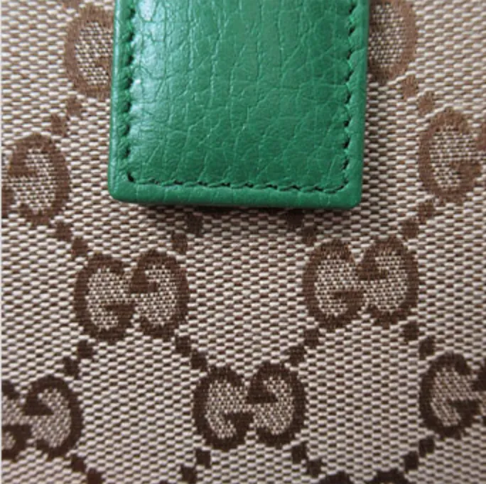 Gucci Original GG Canvas French Wallet in Beige and Emerald Green