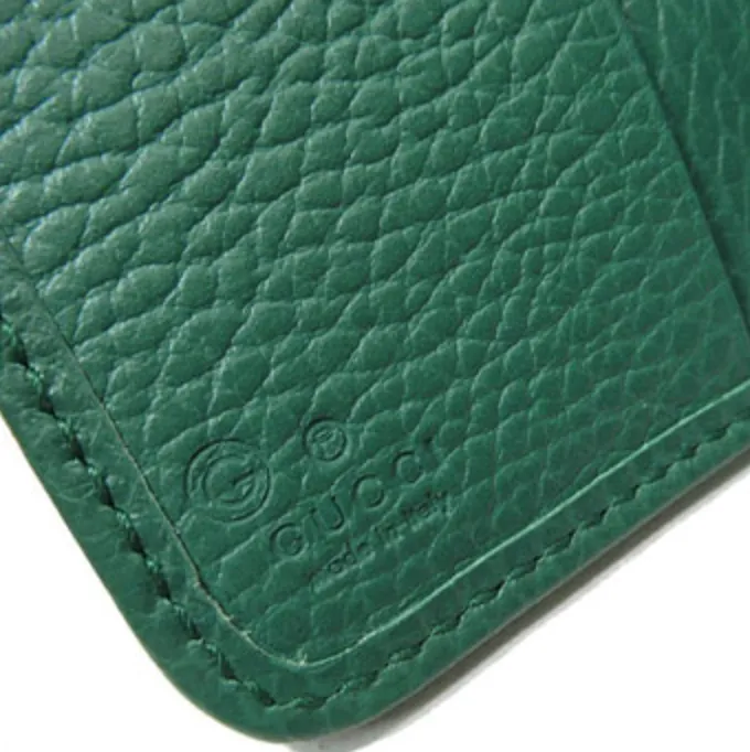 Gucci Original GG Canvas French Wallet in Beige and Emerald Green