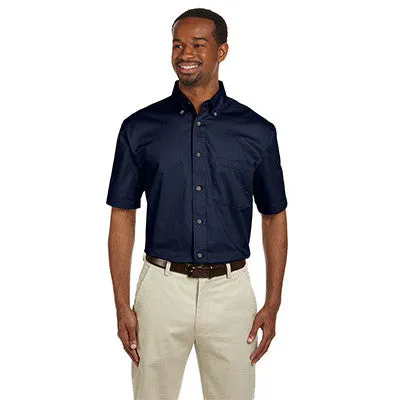 Harriton Mens Short-Sleeve Twill Shirt With Stain-Release