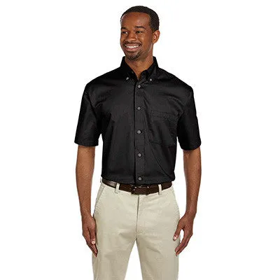 Harriton Mens Short-Sleeve Twill Shirt With Stain-Release