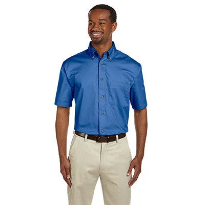 Harriton Mens Short-Sleeve Twill Shirt With Stain-Release