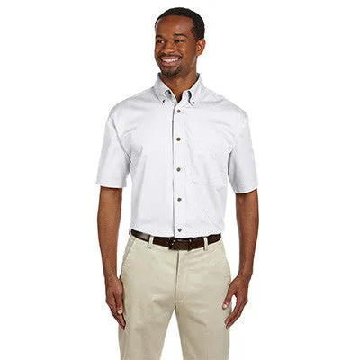 Harriton Mens Short-Sleeve Twill Shirt With Stain-Release