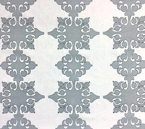 Home Couture Fabric: Argentine - Custom Silver / Charcoal on White 100% Linen