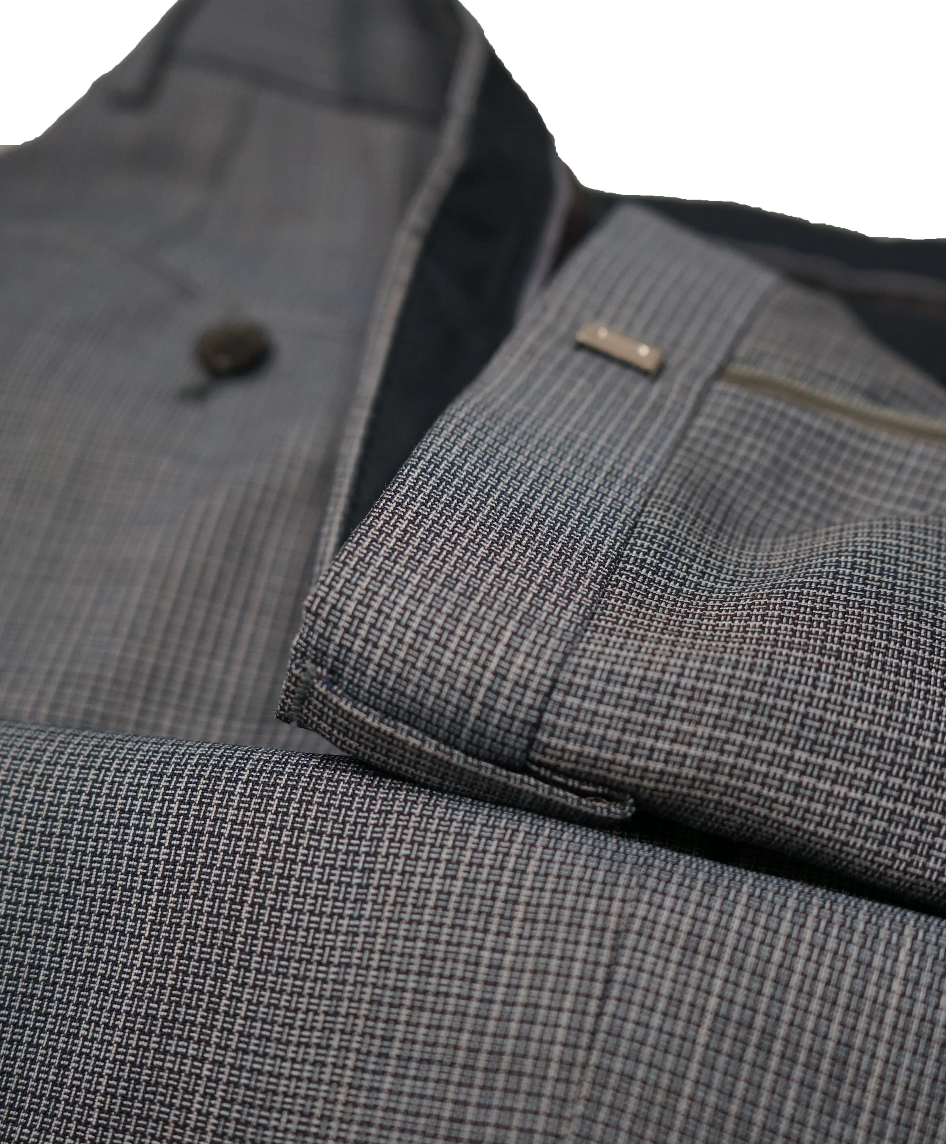 HUGO BOSS -Medium Blue Micro Check Flat Front Dress Pants - 31W