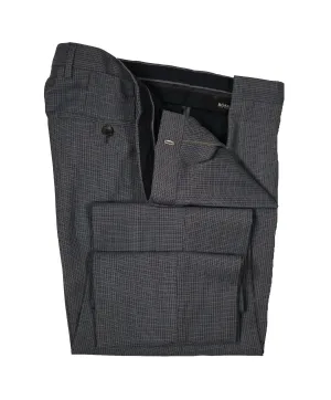 HUGO BOSS -Medium Blue Micro Check Flat Front Dress Pants - 31W