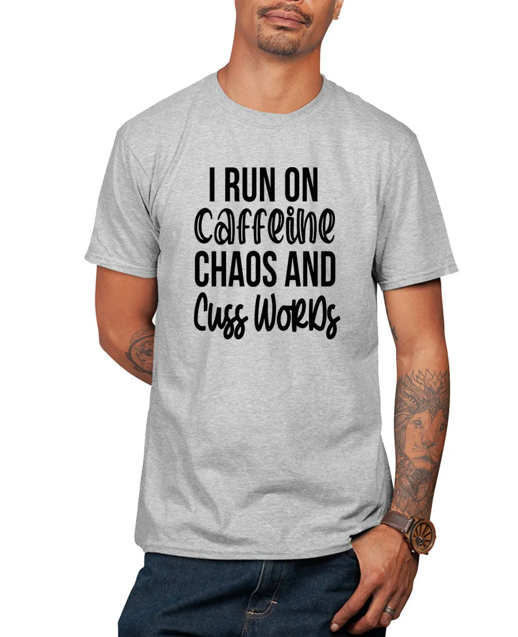 I run on caffeine, chaos and cuss words t-shirt, funny tees