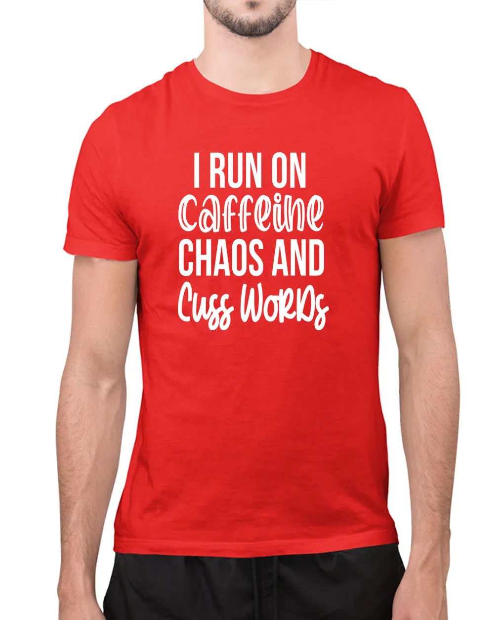 I run on caffeine, chaos and cuss words t-shirt, funny tees