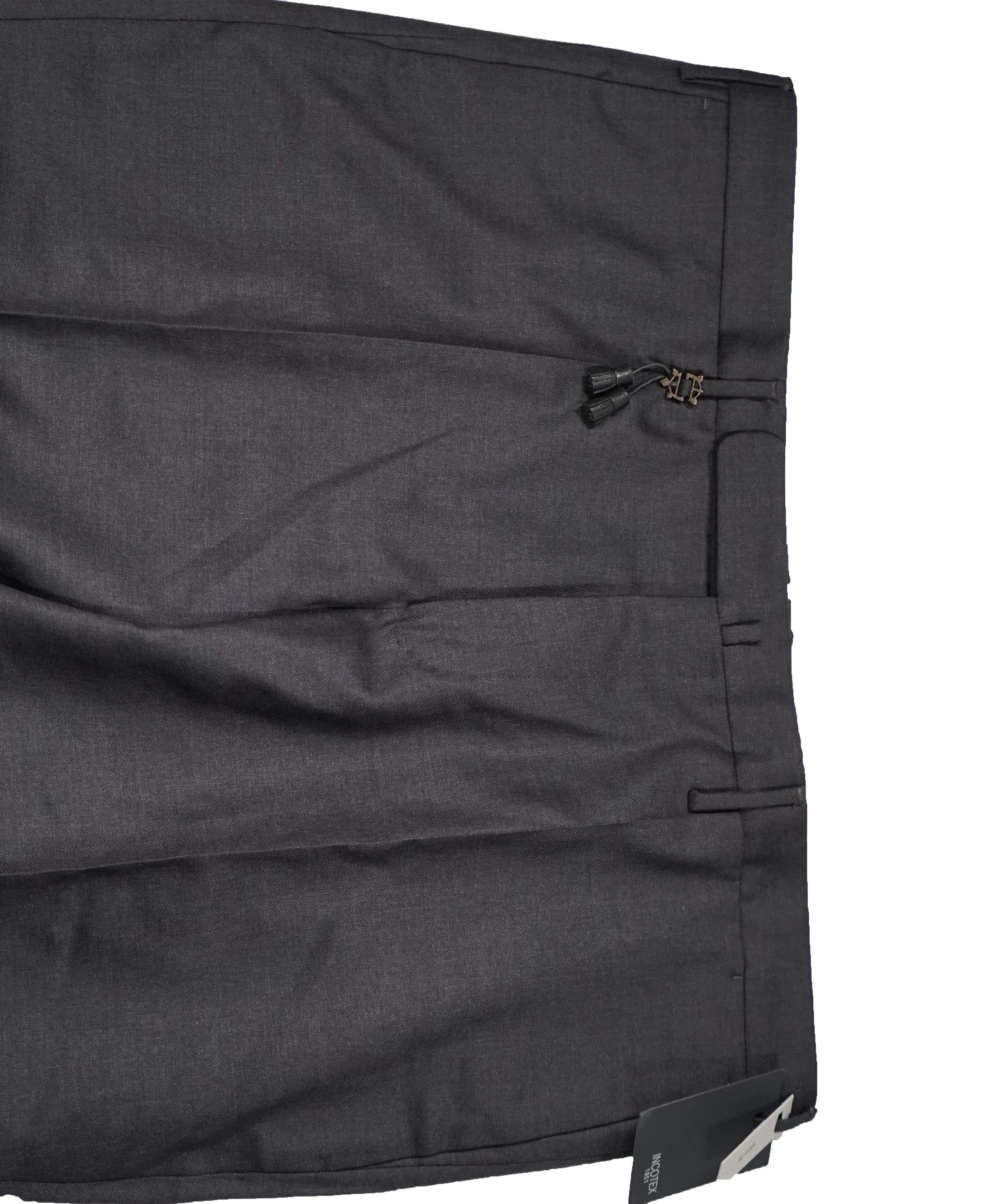 INCOTEX - Logo Tassel Charcoal Dress Pants Slim Fit Super 100’s - 37W