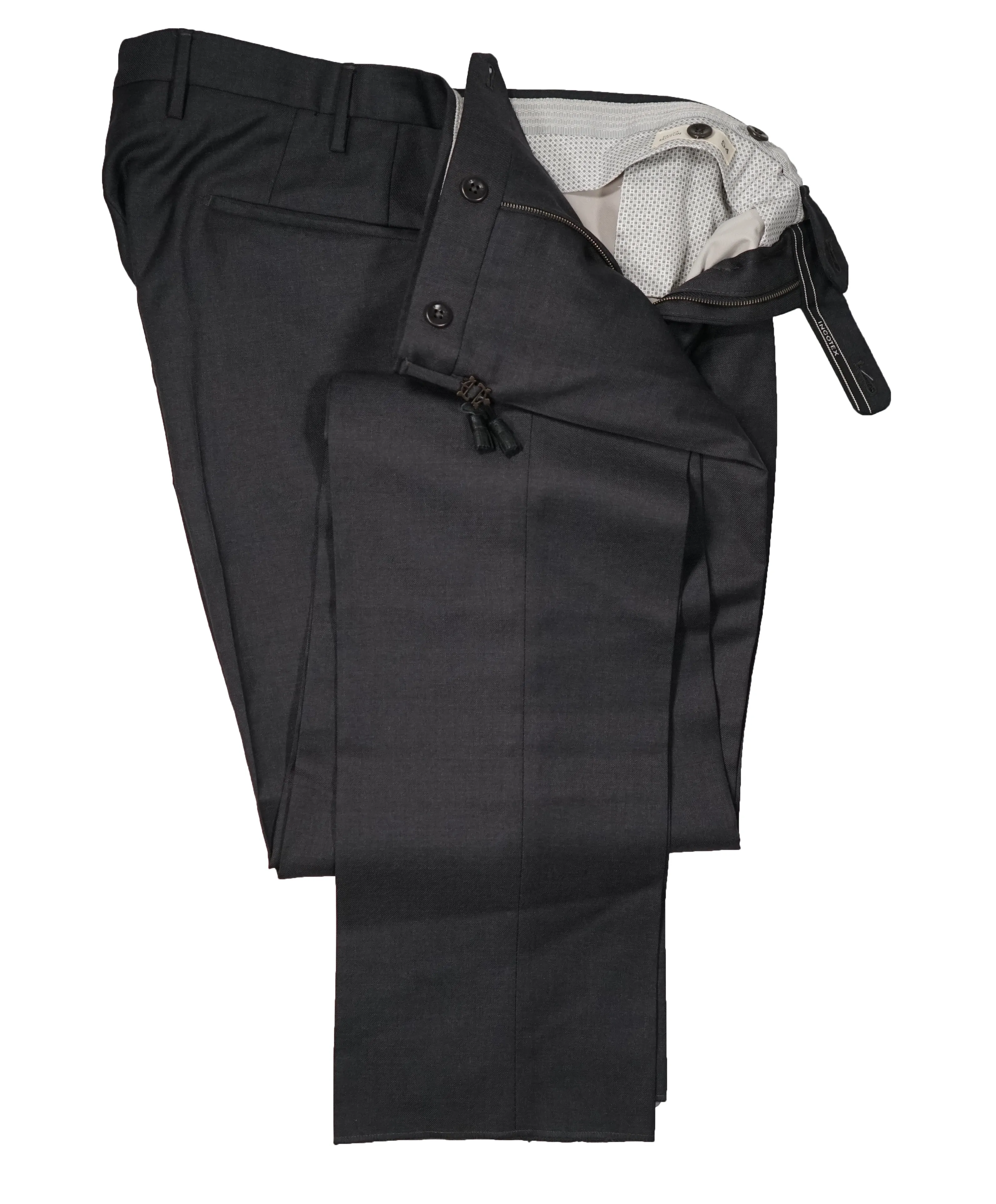 INCOTEX - Logo Tassel Charcoal Dress Pants Slim Fit Super 100’s - 37W