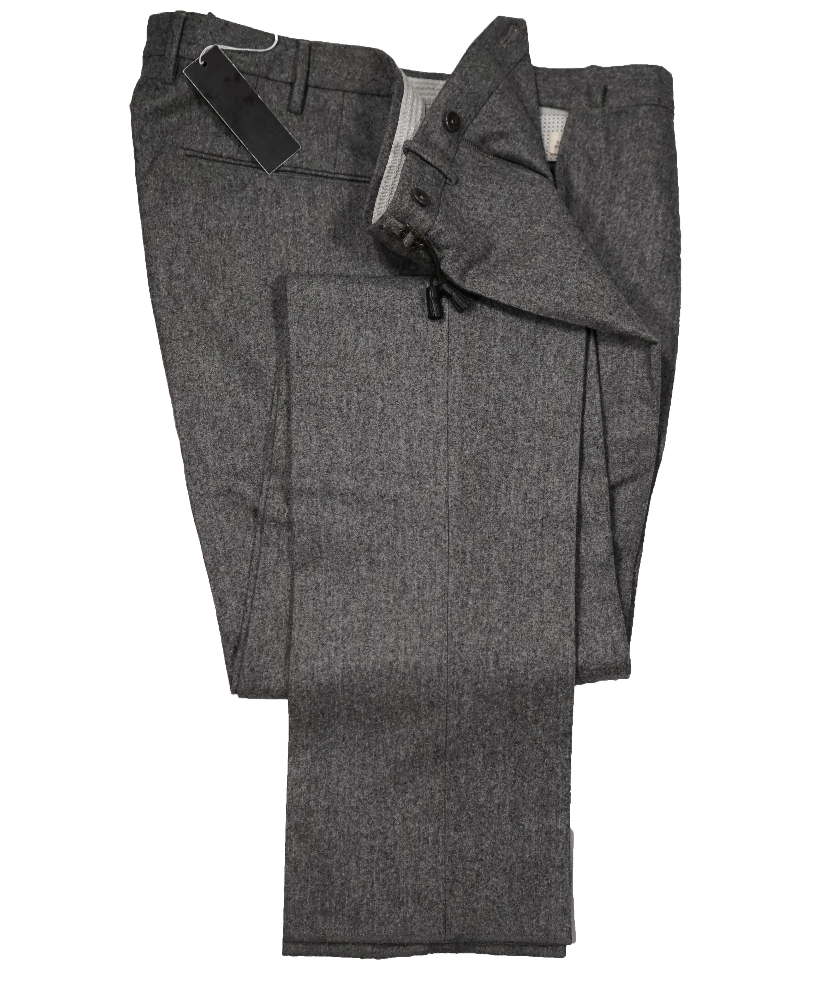 INCOTEX - Logo Tassel Gray Slim Fit Flannel Dress Pants Super 100’s - 33W