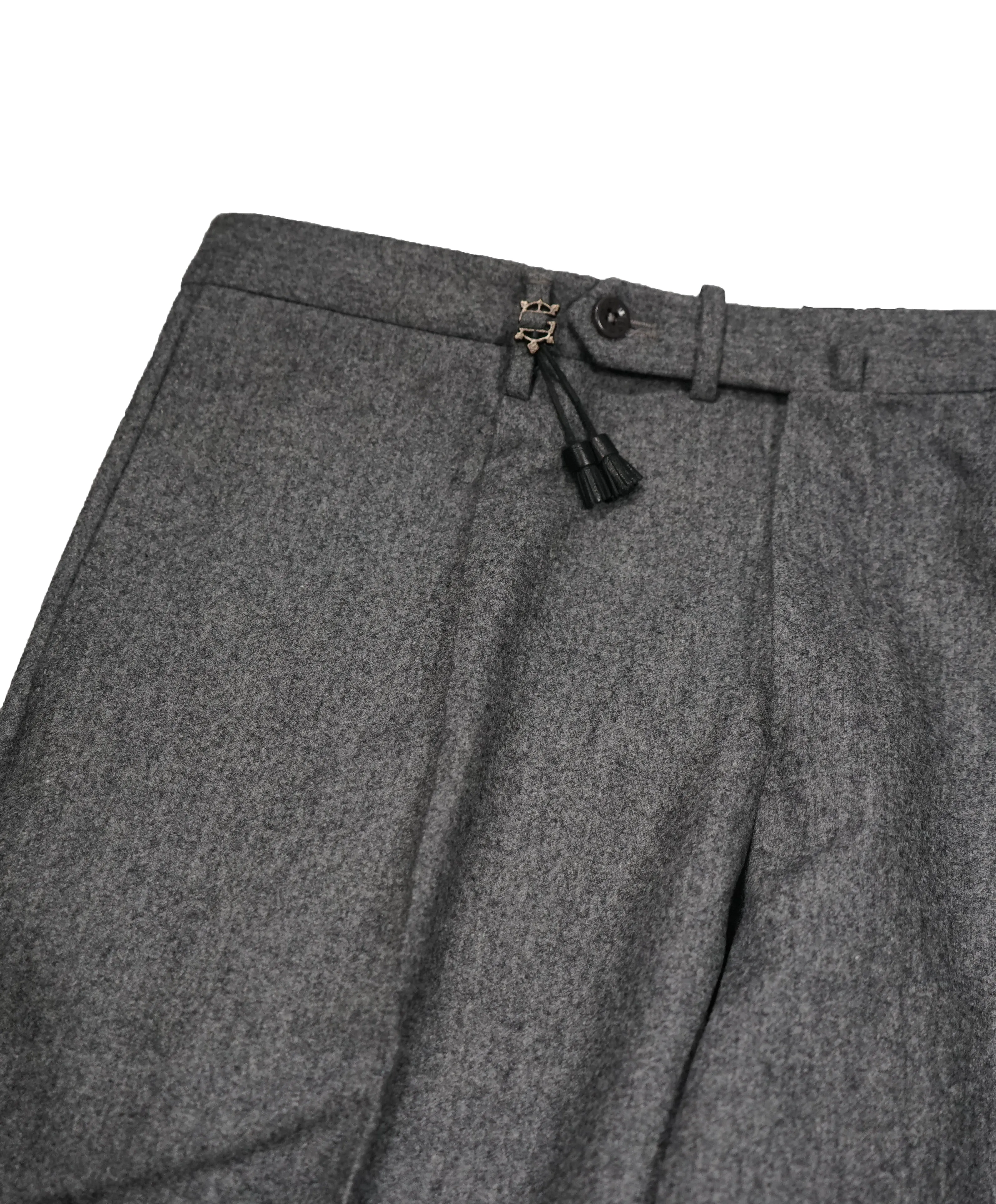 INCOTEX - Logo Tassel Gray Slim Fit Flannel Dress Pants Super 100’s - 33W