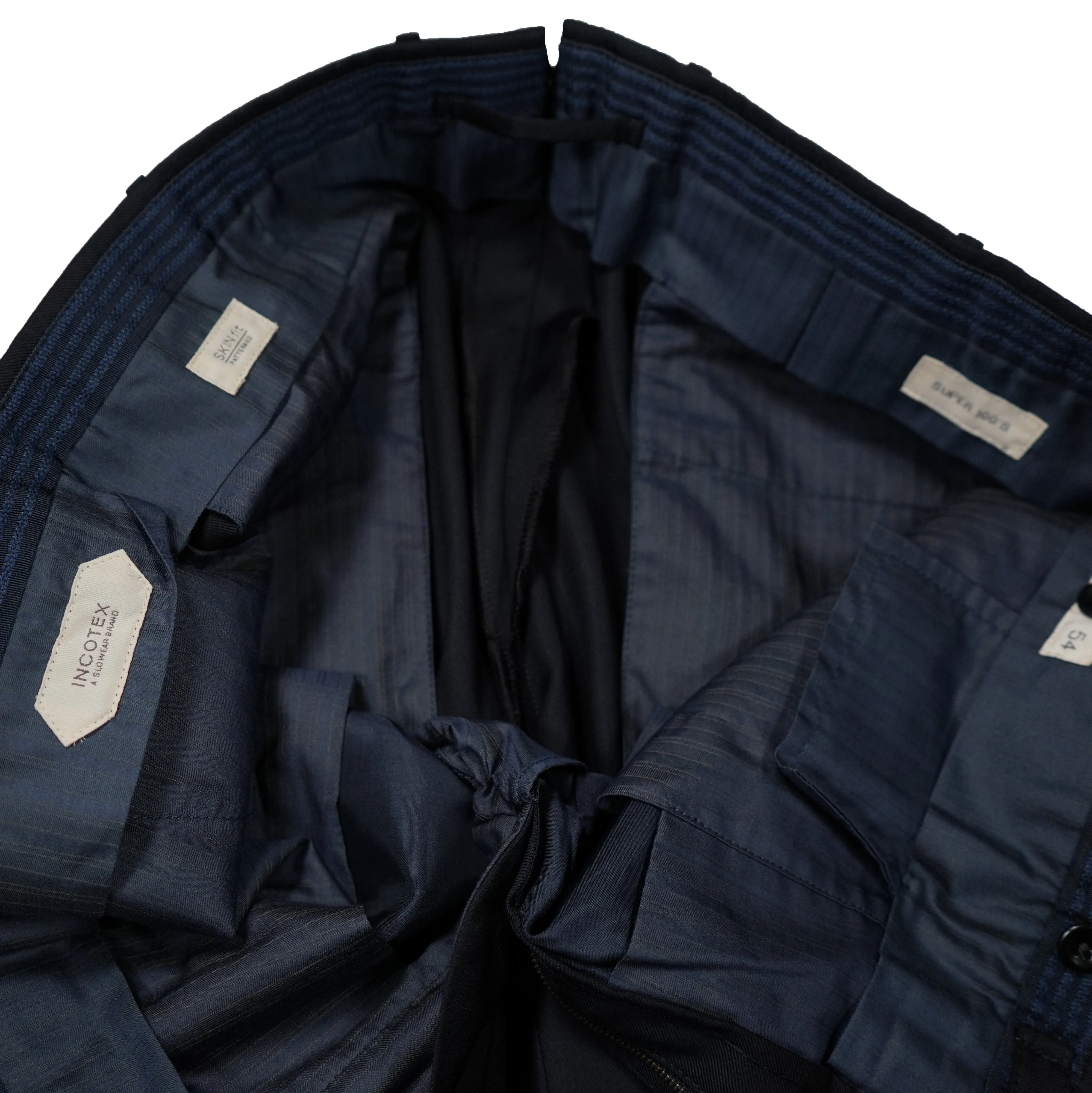 INCOTEX - Logo Tassel Navy Dress Pants Slim Fit Super 100’s - 37W