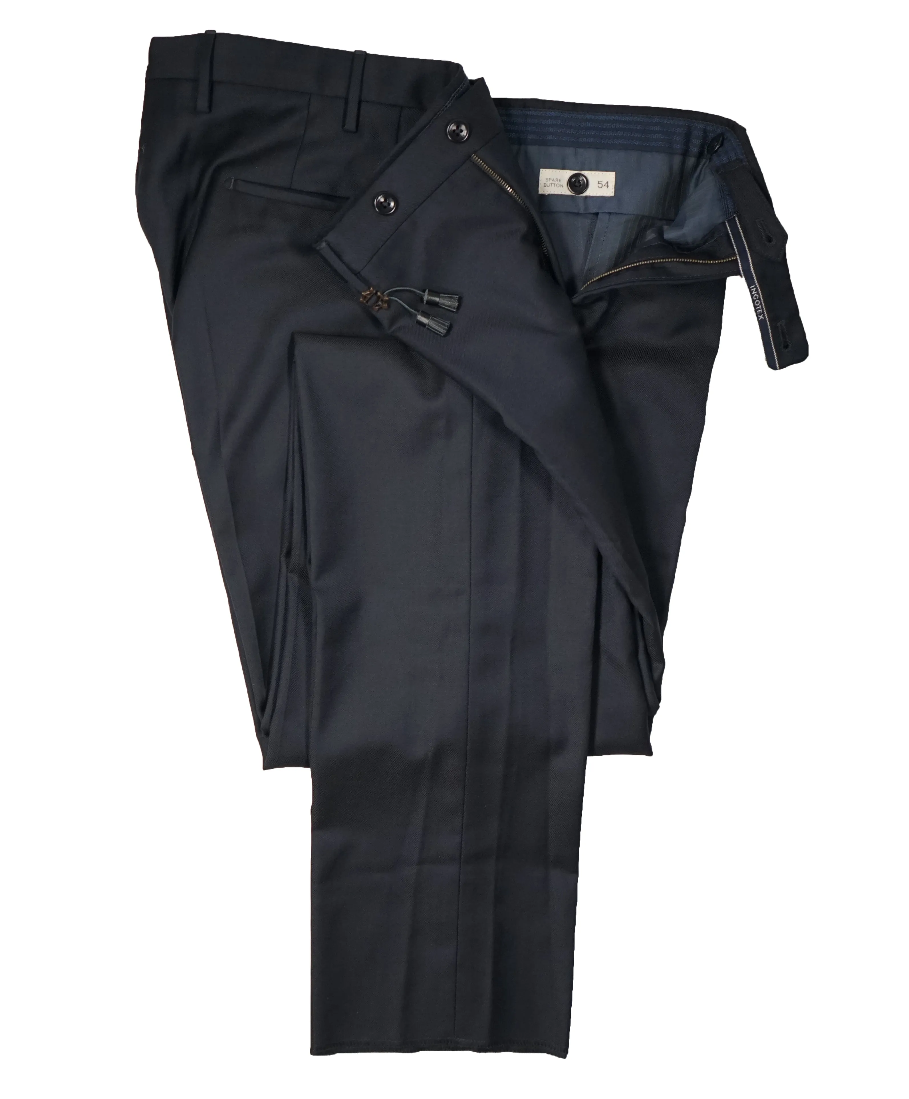 INCOTEX - Logo Tassel Navy Dress Pants Slim Fit Super 100’s - 37W