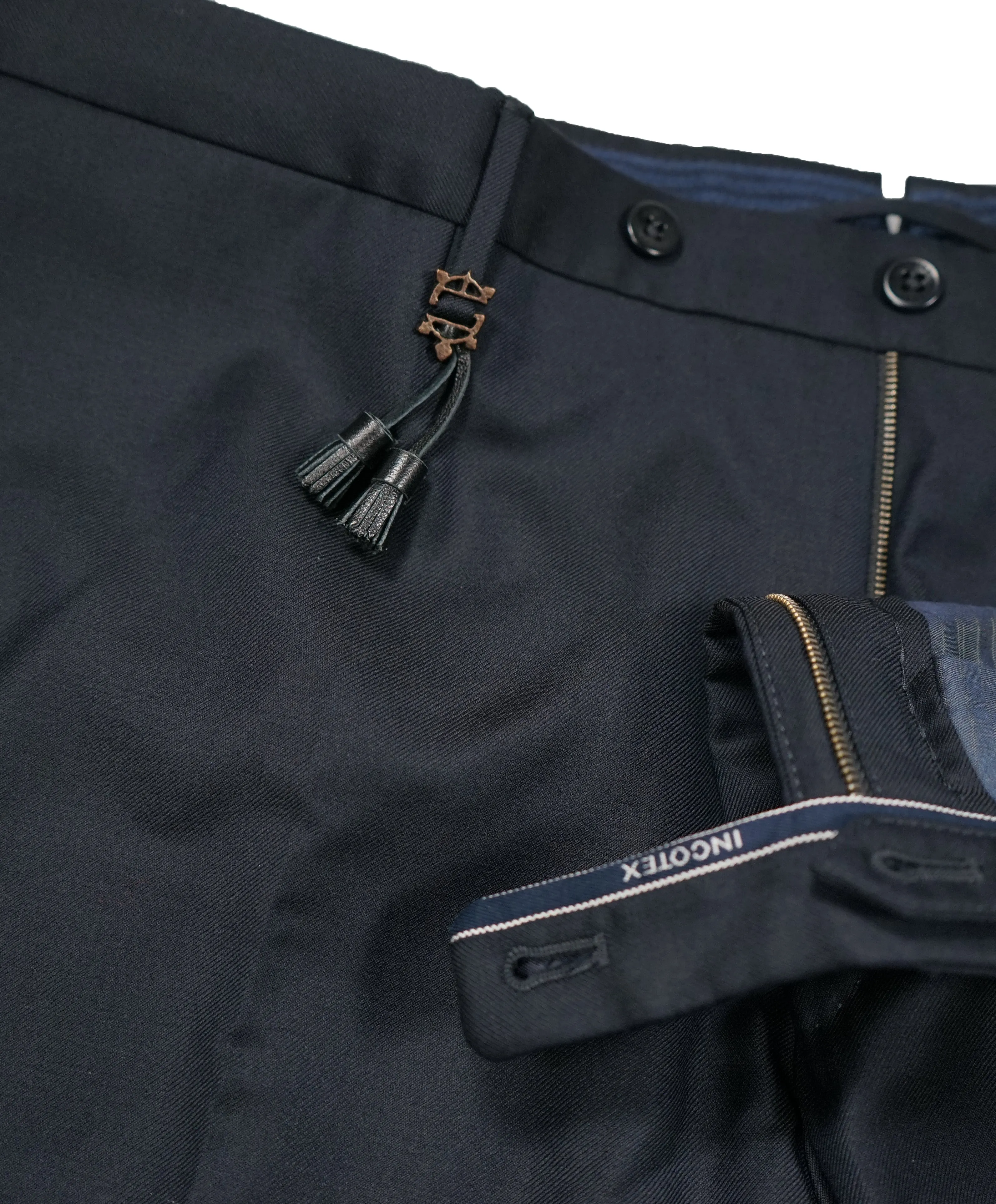 INCOTEX - Logo Tassel Navy Dress Pants Slim Fit Super 100’s - 37W