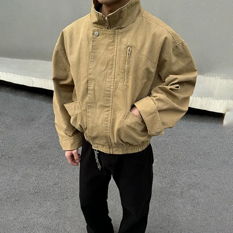 Khaki Stand Collar Jacket