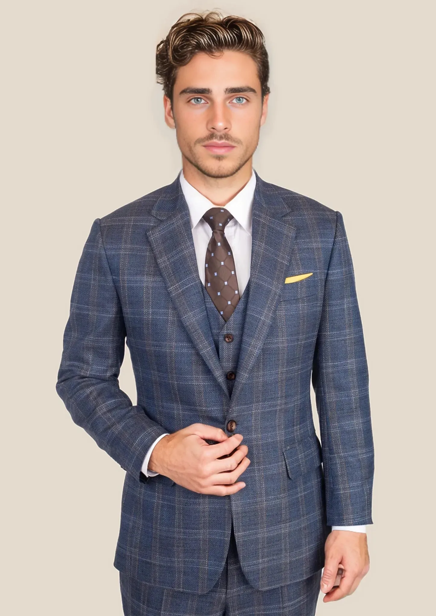 Lafayette Deep Cobalt Blue Plaid Suit