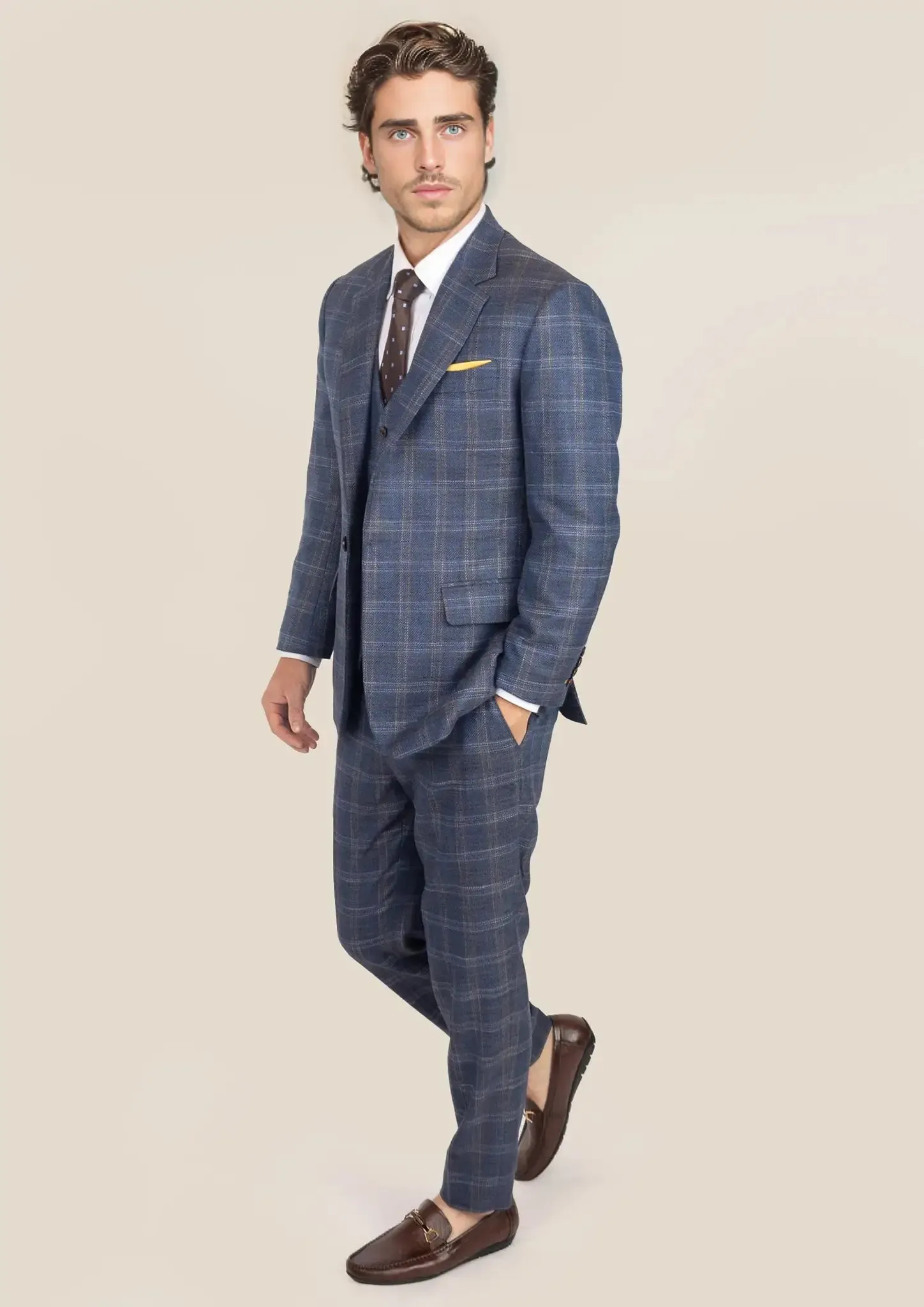 Lafayette Deep Cobalt Blue Plaid Suit