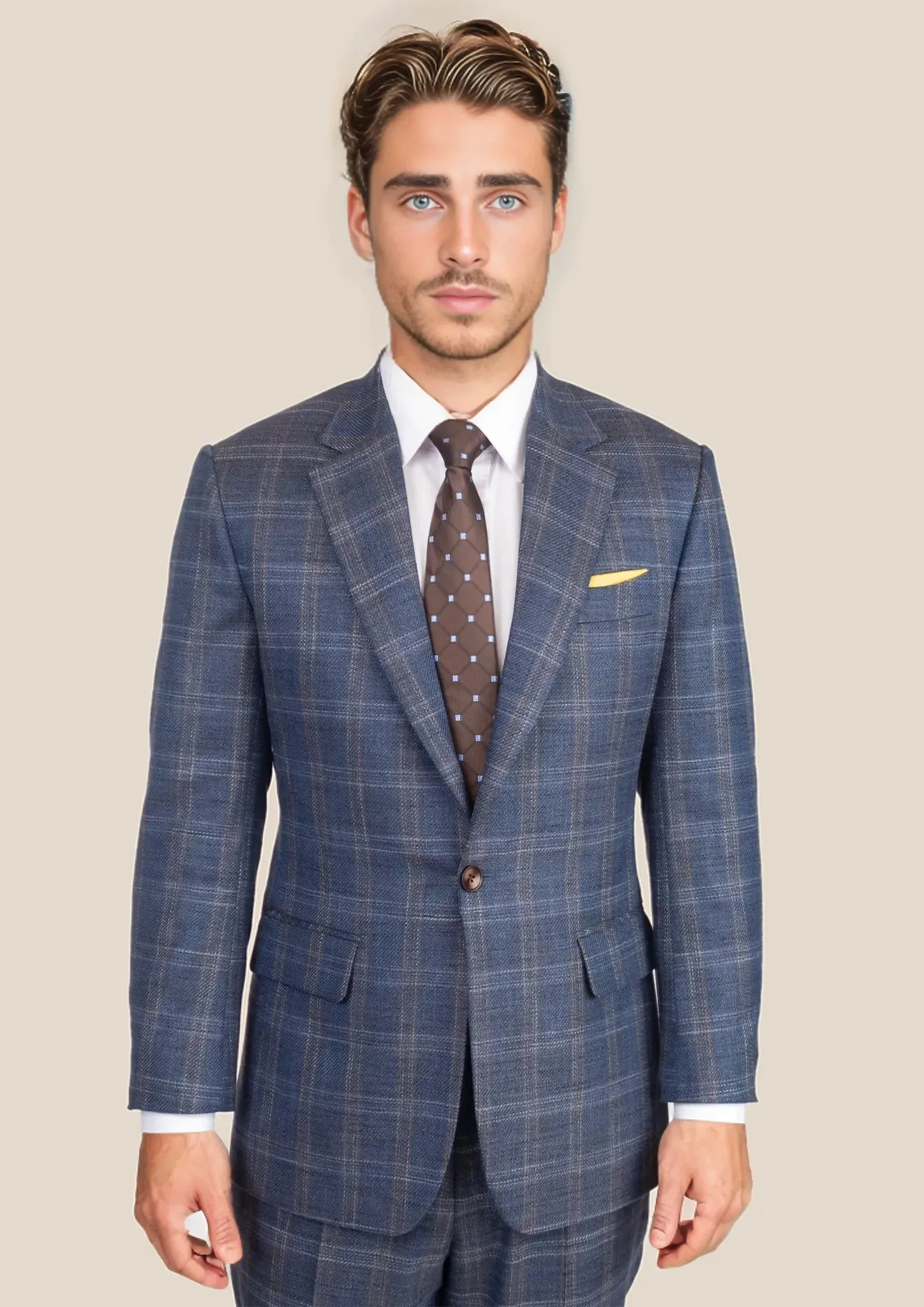Lafayette Deep Cobalt Blue Plaid Suit