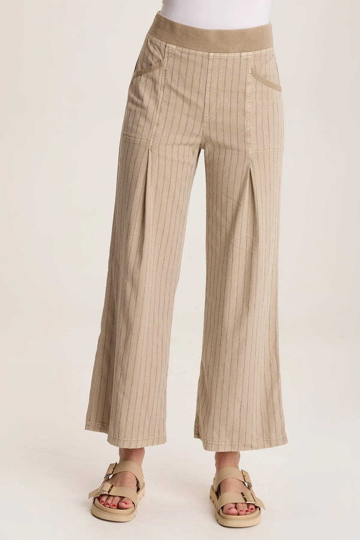 Laughlin Striped Linen Wide Leg Pant