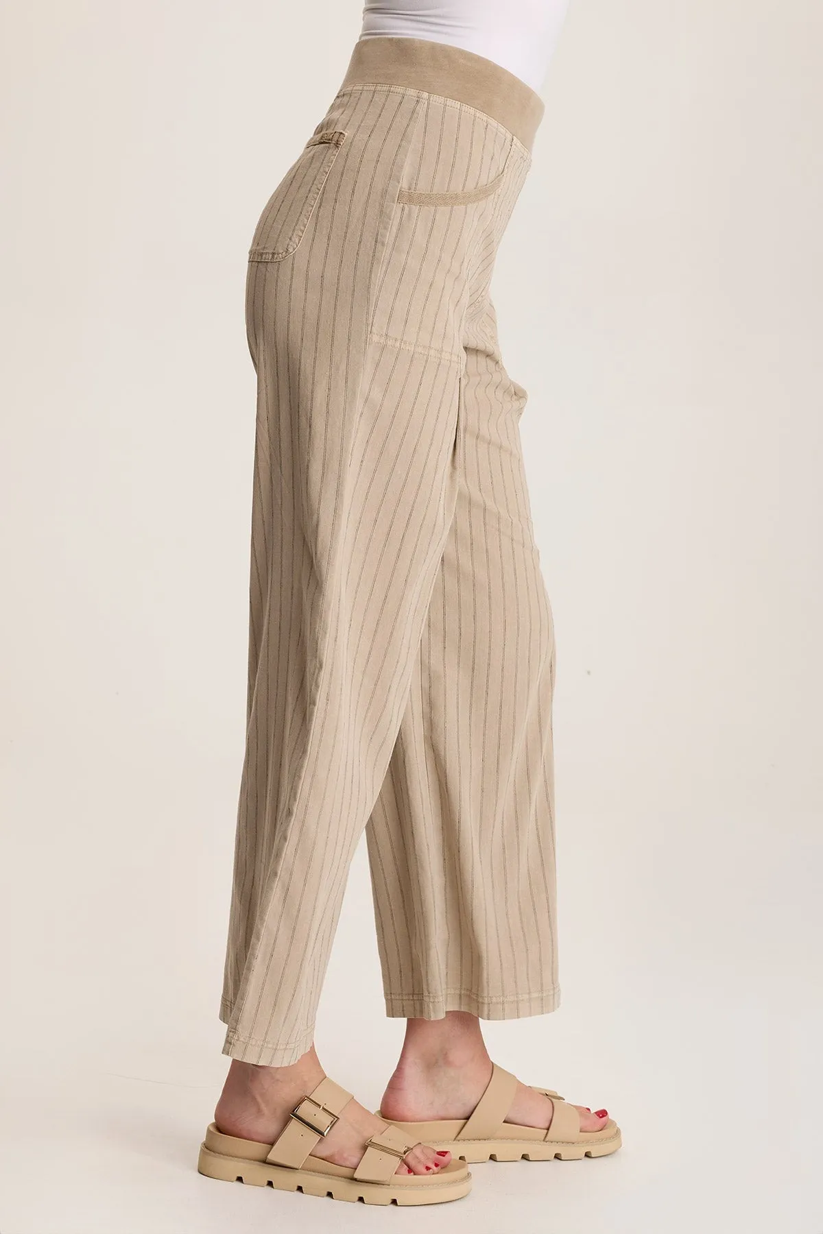 Laughlin Striped Linen Wide Leg Pant