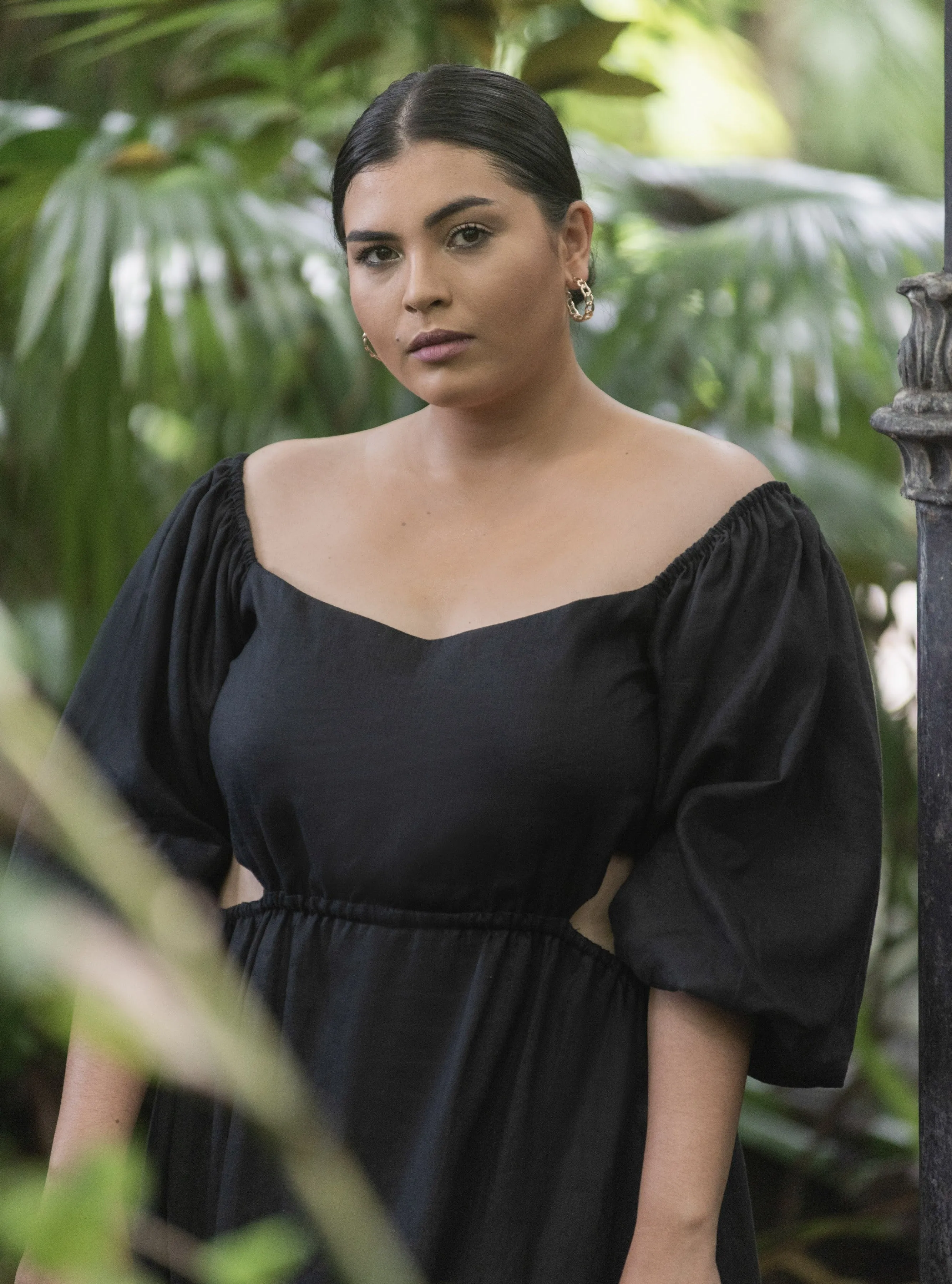 LAUREN Linen Dress With Puff Sleeves