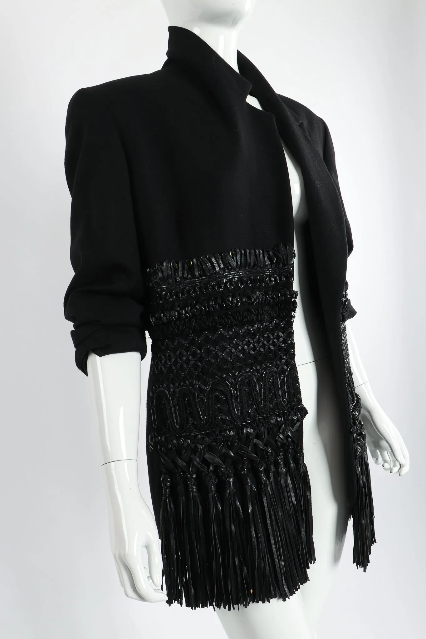 Leather Macrame Boyfriend Jacket