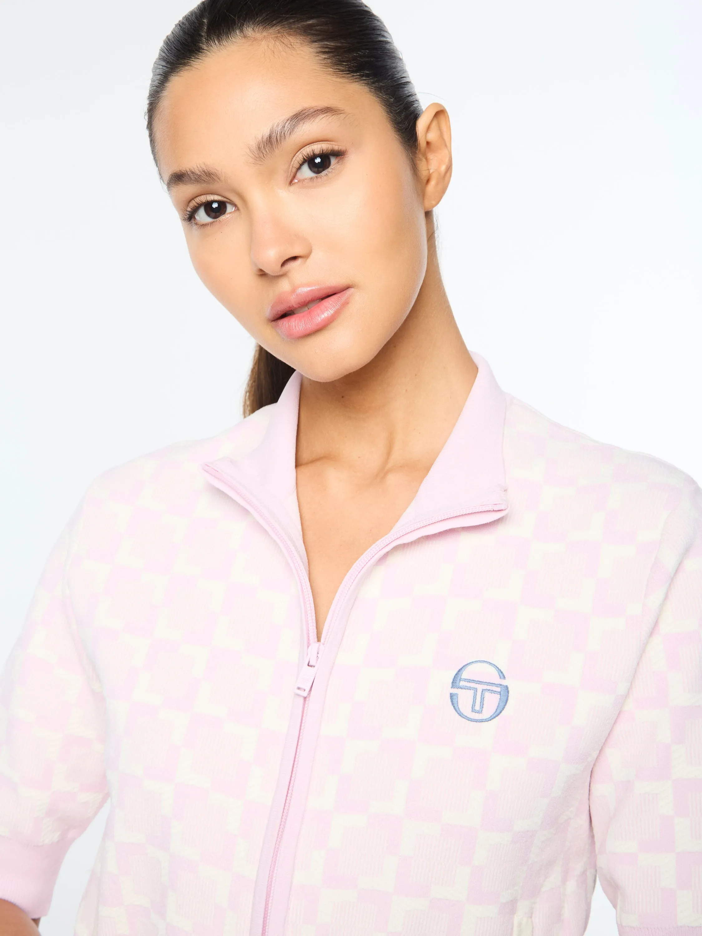 Leila Short Sleeve Track Jacket- Pale Mauve