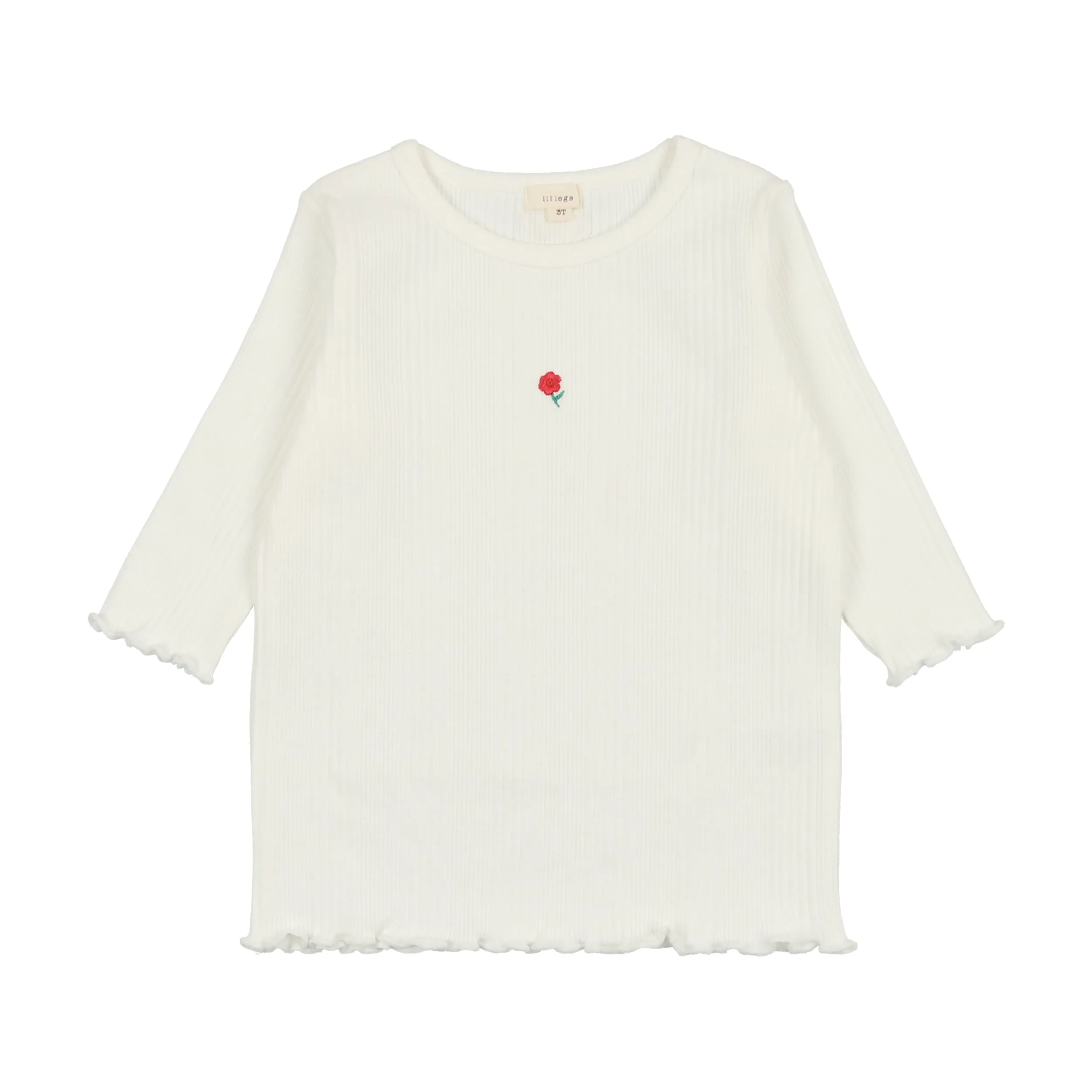 Lil Legs Multi Ribbed T-Shirt Three Quarter Sleeve - Winter White