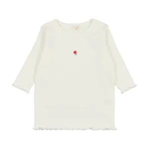 Lil Legs Multi Ribbed T-Shirt Three Quarter Sleeve - Winter White