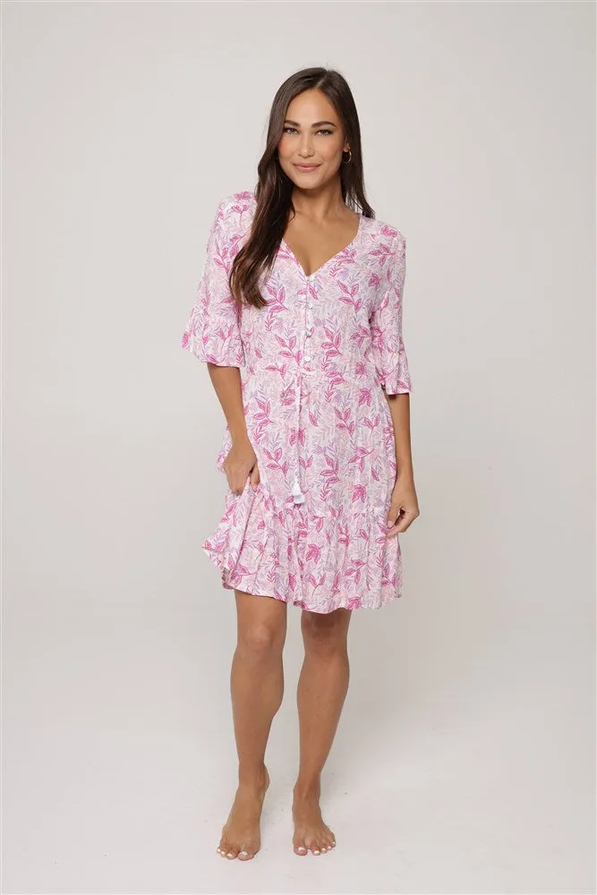 Lily Button-Down Ruffle Dress