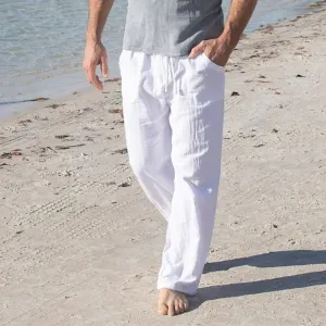Linen Summer Beach Customizable Baggy Trousers Men's Pants Modern