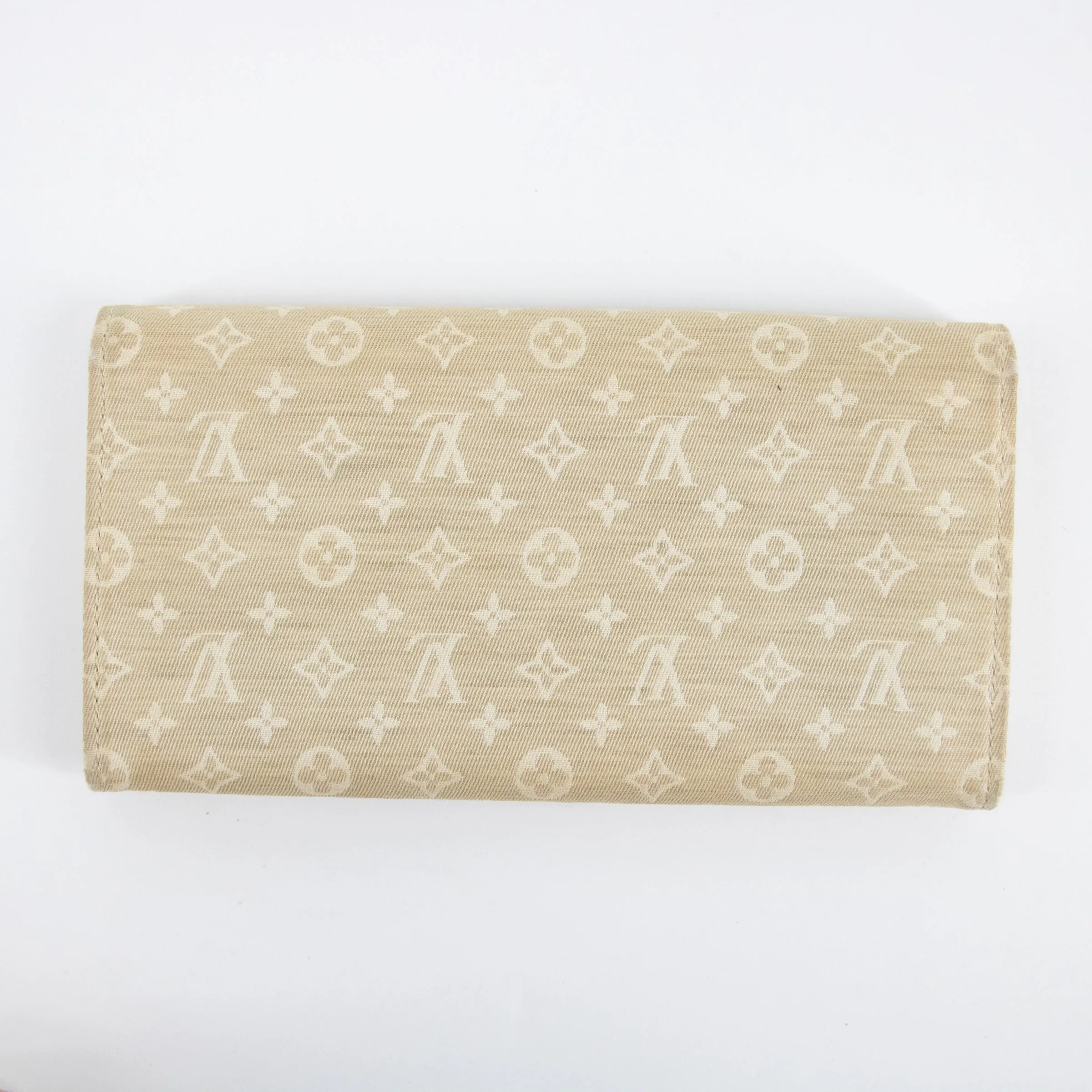 Louis Vuitton Beige Monogram Mini lin Portefeuille Sarah Wallet  #2283