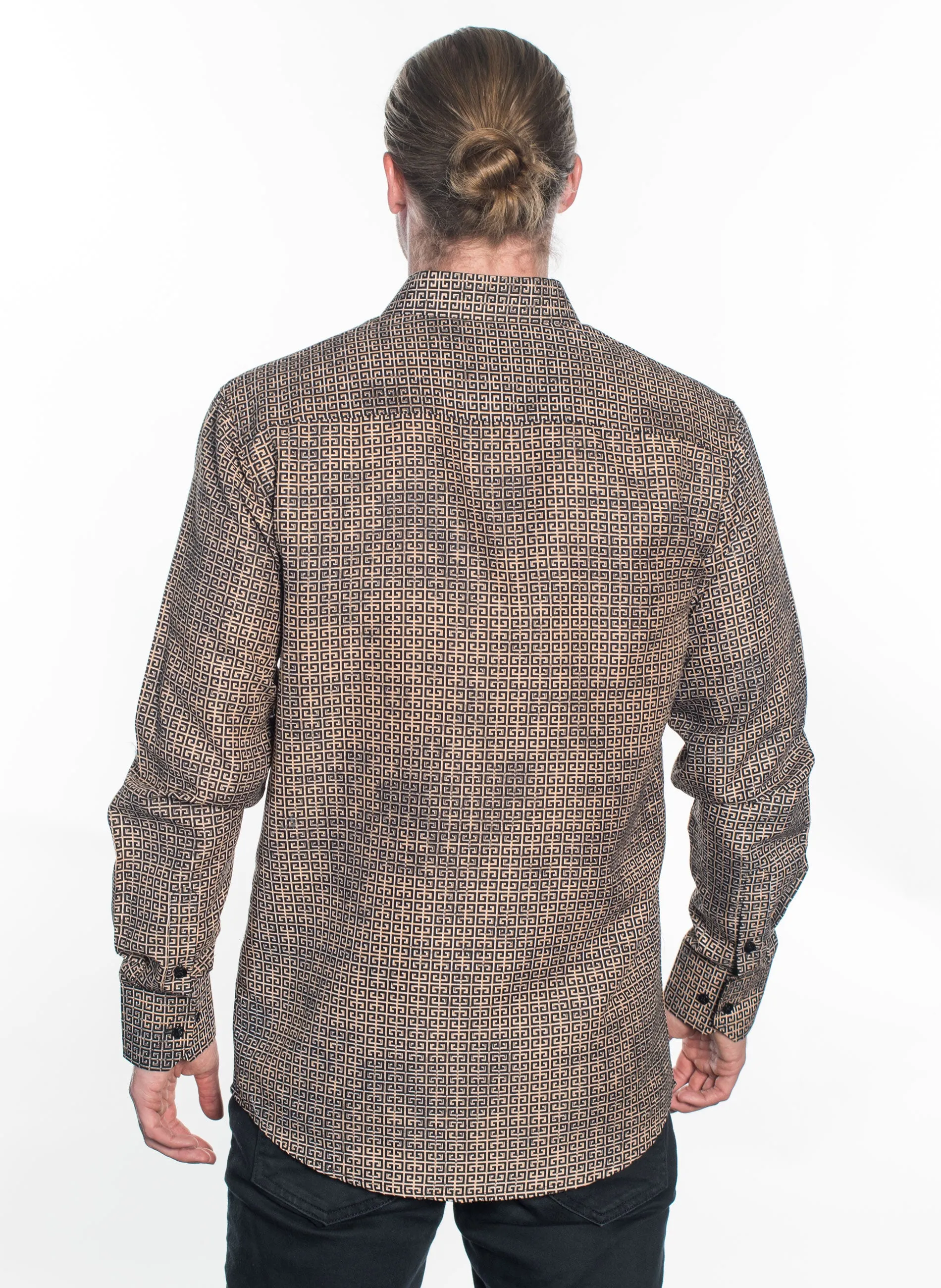 LSWG-401 MEN'S PRINTED LONG SLEEVE DRESS SHIRT