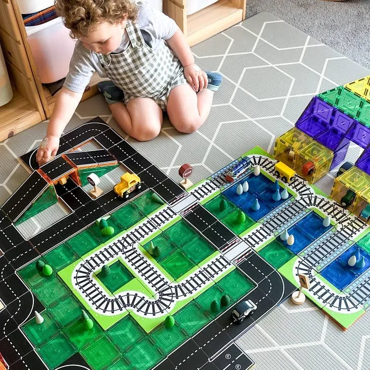 Magnetic Tile Toppers - Train Track - 36 Pieces - 3 