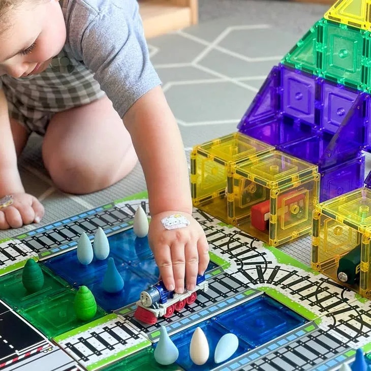 Magnetic Tile Toppers - Train Track - 36 Pieces - 3 