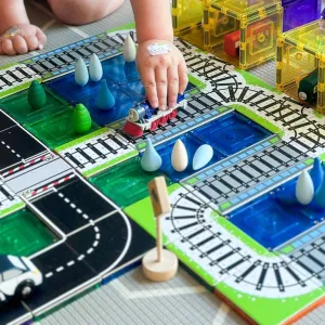 Magnetic Tile Toppers - Train Track - 36 Pieces - 3 