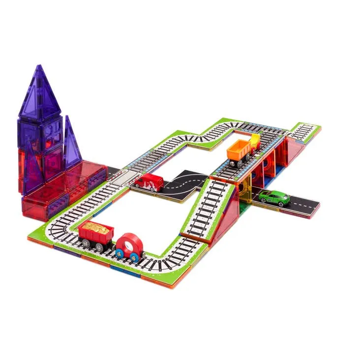 Magnetic Tile Toppers - Train Track - 36 Pieces - 3 
