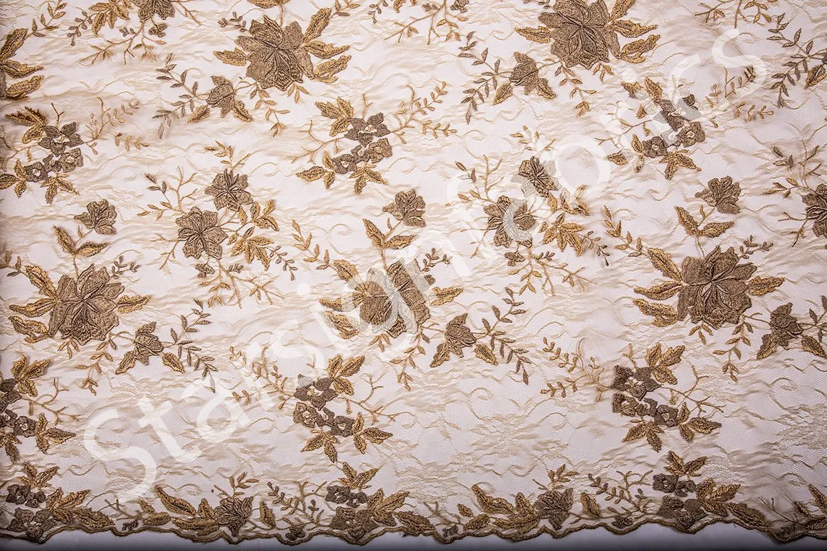 Mallorca Style Floral Embroidered Lace Fabric