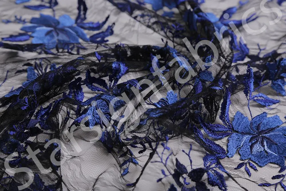 Mallorca Style Floral Embroidered Lace Fabric