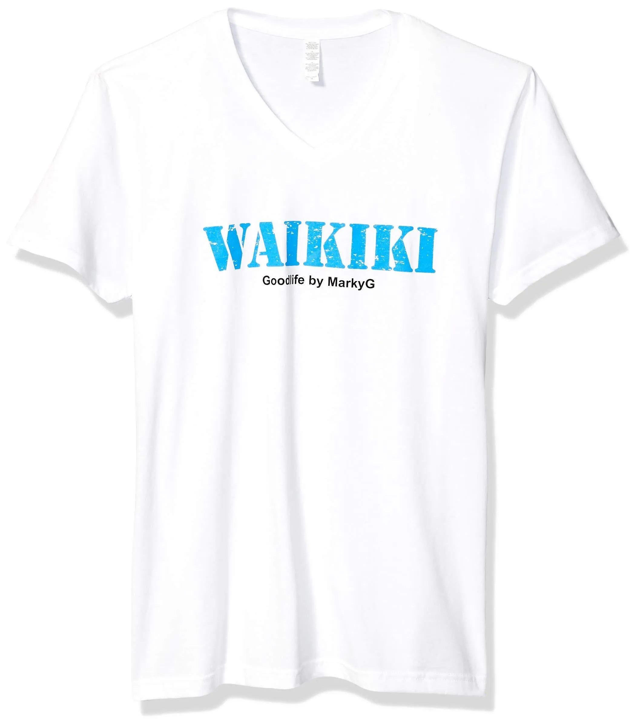 Marky G Apparel Men's Acapulco Graphic Printed Premium Tops Fitted Sueded Short Sleeve V-Neck T-Shirt
